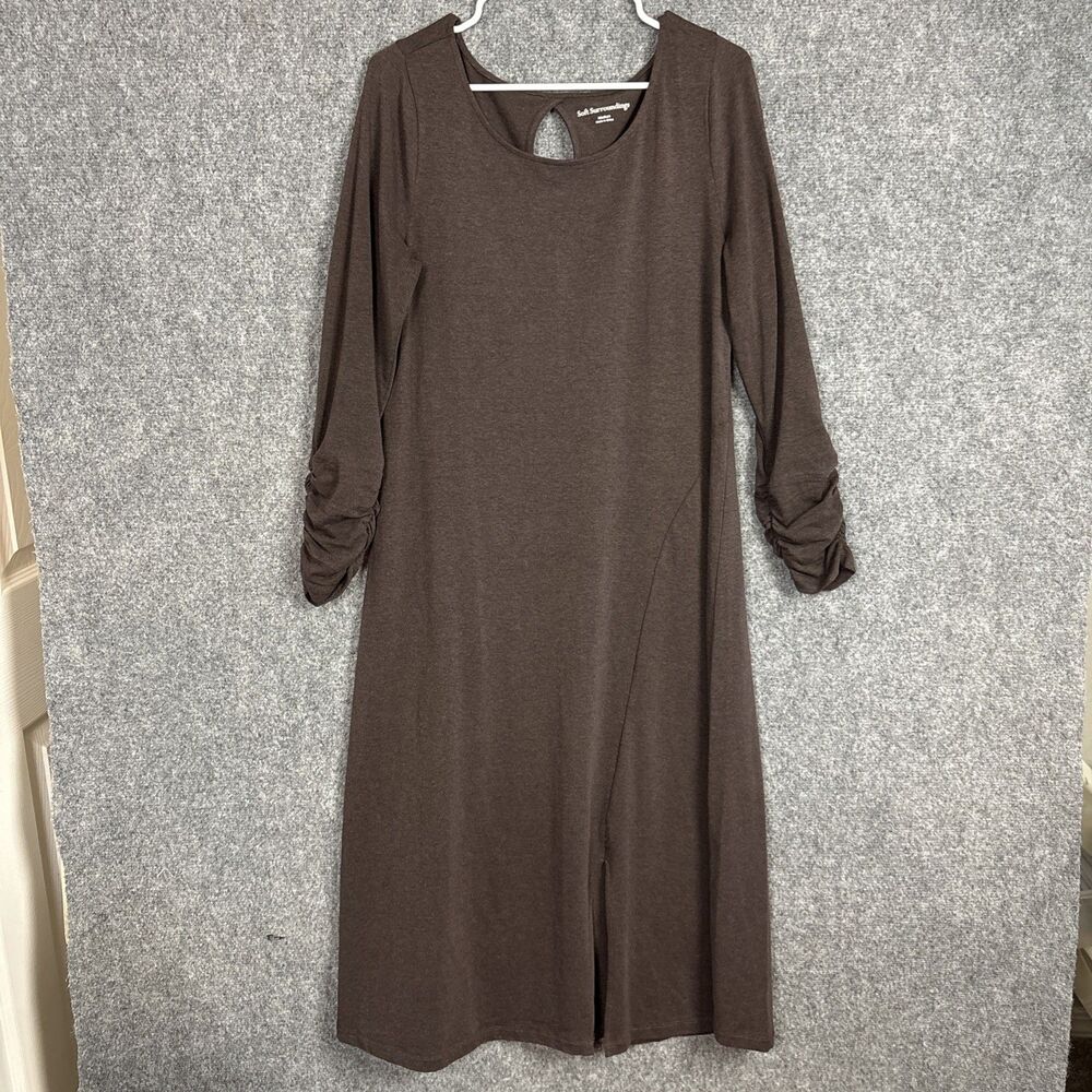 Soft Surroundings Dress Womens Size M Brown Lagenlook Artsy Boho
